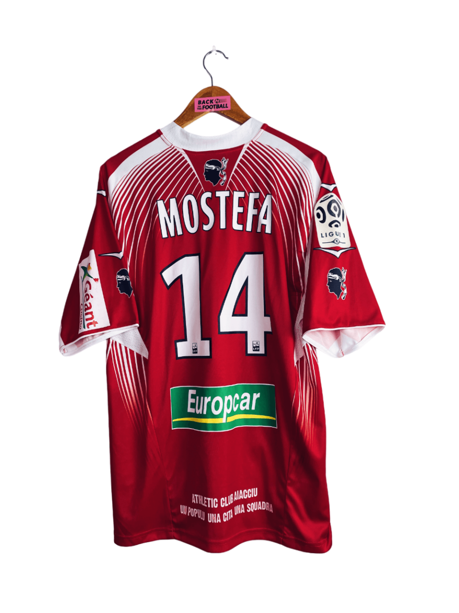 maillot vintage domicile de l'AC Ajaccio 2011/2012 préparé (match issue) ou porté (match worn) par Mostefa