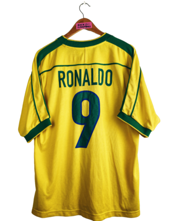 Maillot vintage domicile du Brésil 1998 floqué Ronaldo