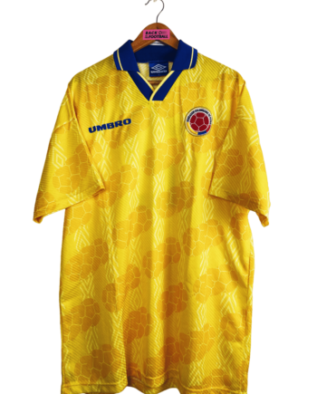Maillot vintage domicile de la Colombie 1994 pour la Coupe du Monde floqué Escobar