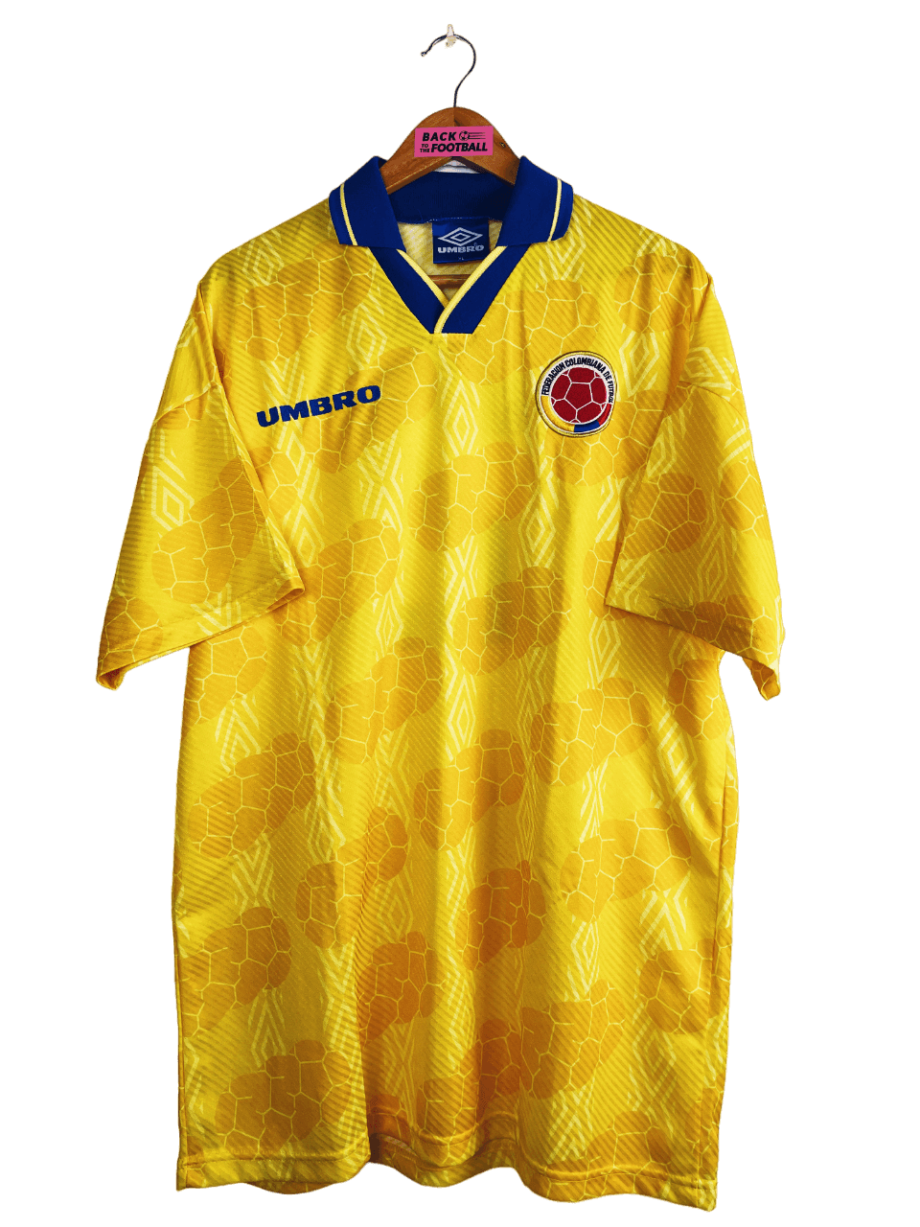 Maillot vintage domicile de la Colombie 1994 pour la Coupe du Monde floqué Escobar