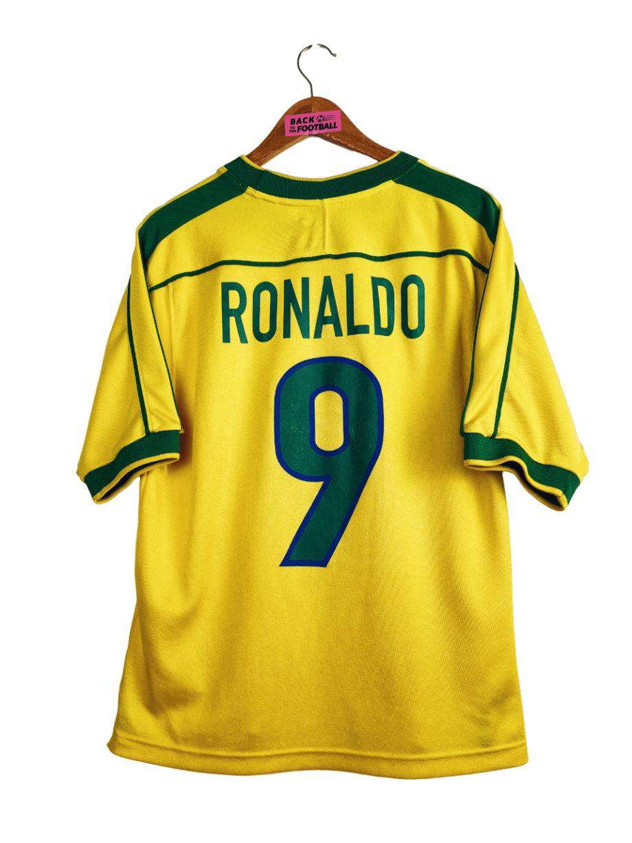 Maillot vintage domicile du Brésil 1998 floqué Ronaldo #9
