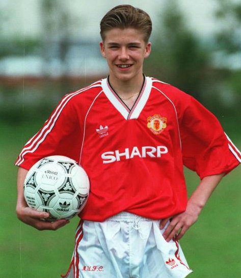 Beckham et le maillot vintage domicile de Manchester United 1991/1992