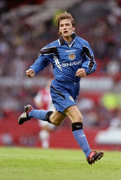 David Beckham avec le maillot vintage third de Manchester United 1996/1998
