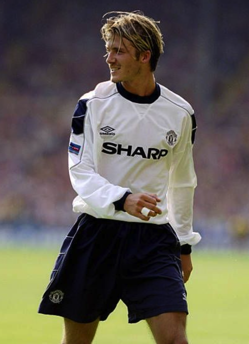 David Beckham avec le maillot vintage third de Manchester United 1999/2000