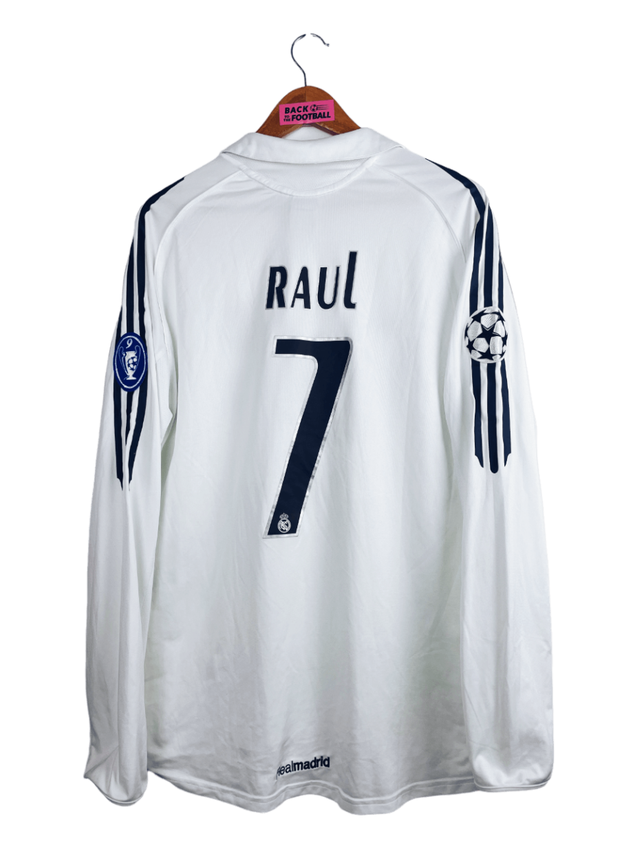 Maillot vintage domicile du Real Madrid 2005/2006 manches longues floqué Raul #7