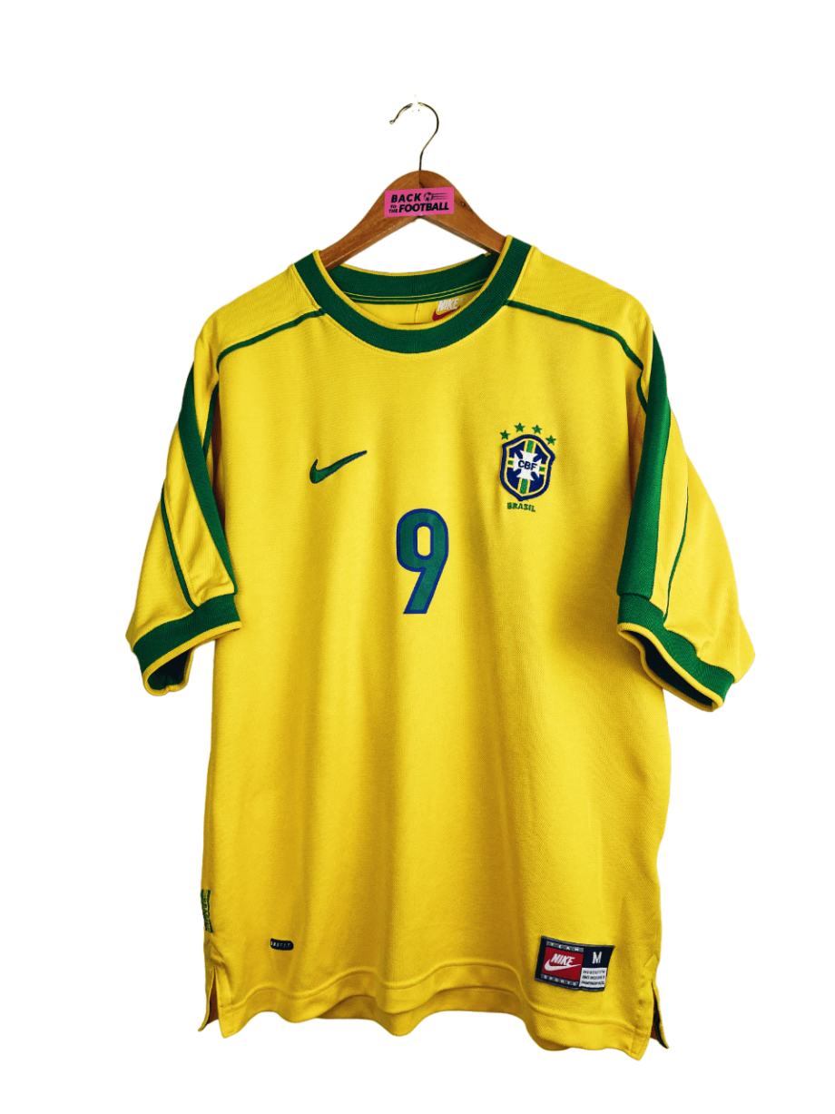 maillot vintage du Brésil 1998 domicile floqué Ronaldo #9