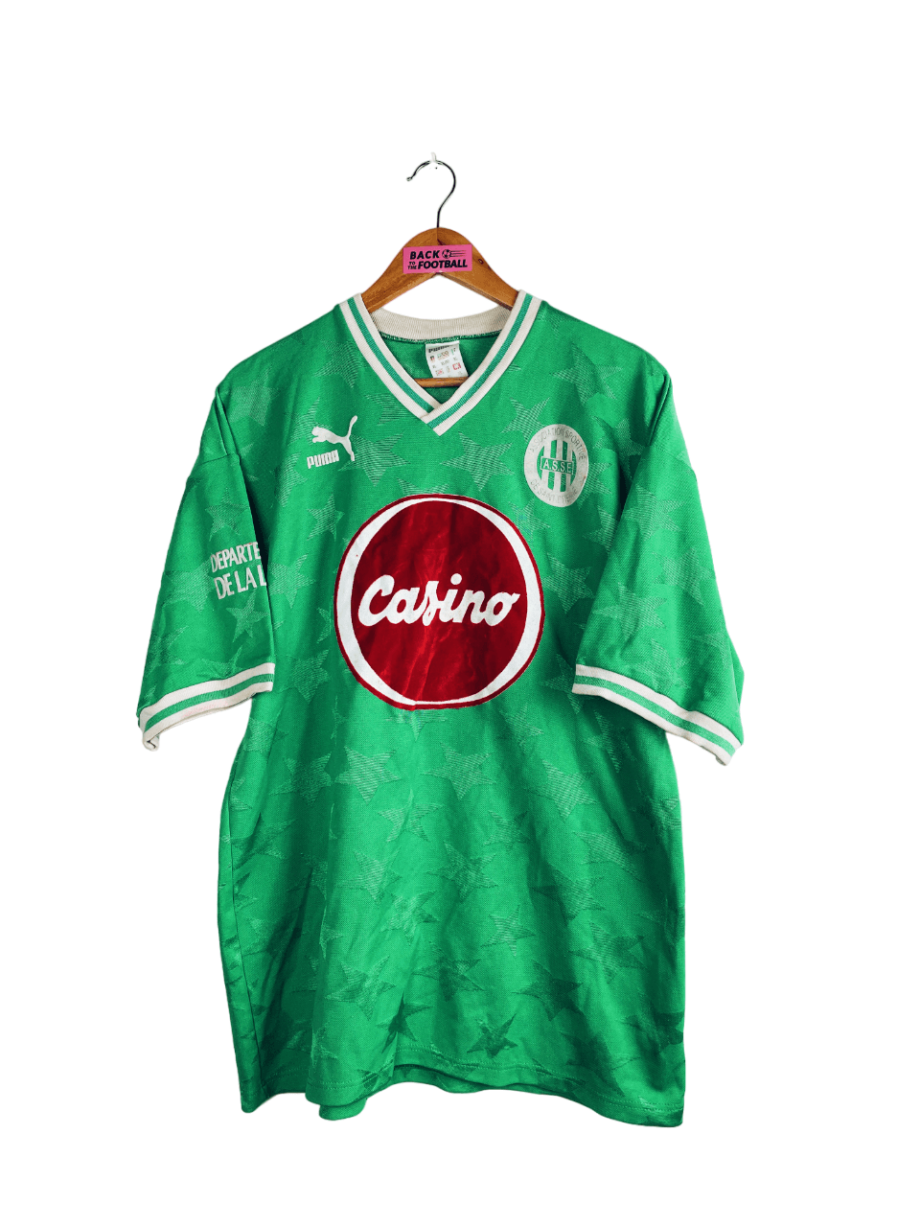 maillot vintage domicile de l'AS Saint-Etienne 1992/1993 porté (match worn) par Maurice Bouquet