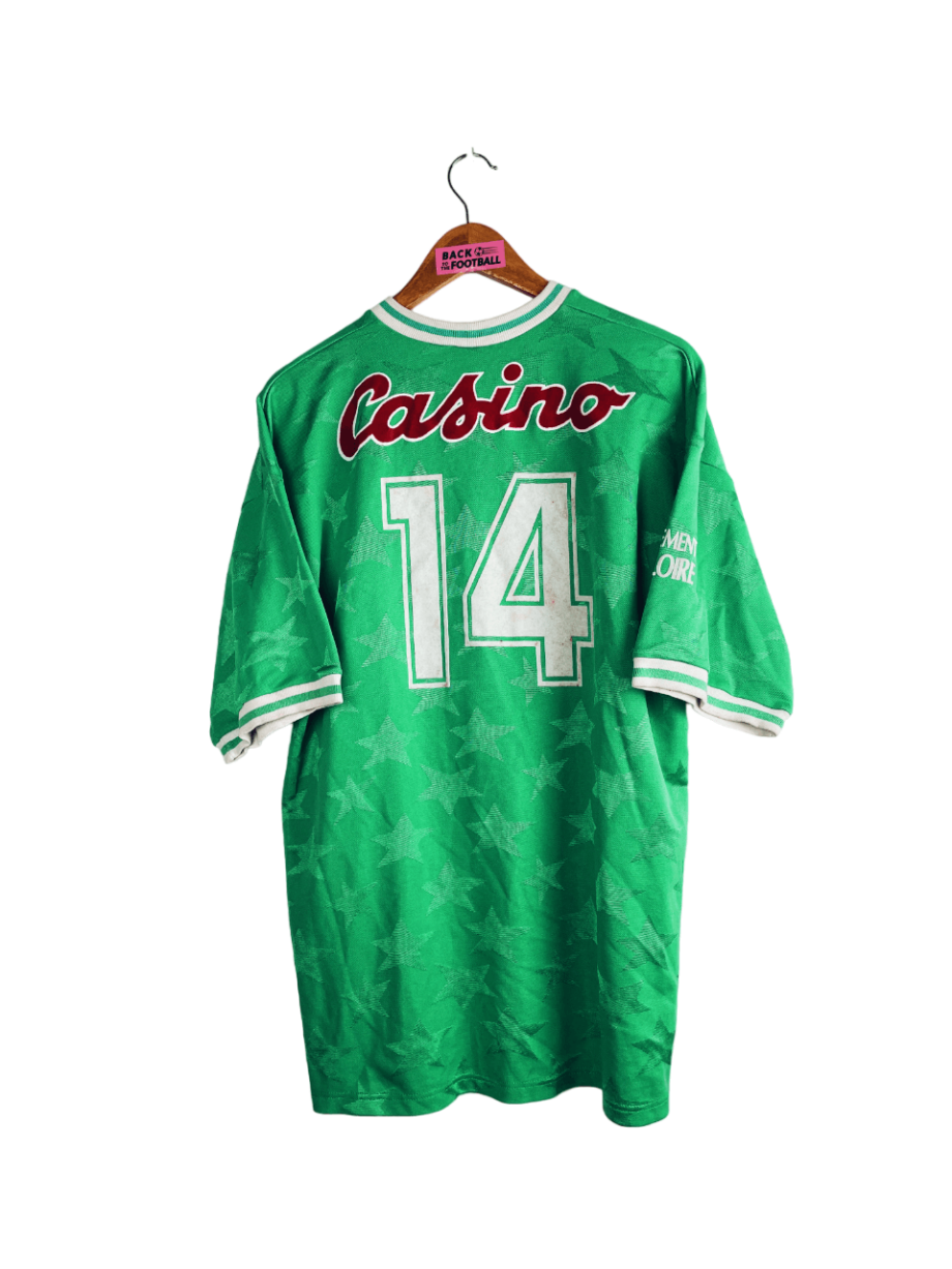 maillot vintage domicile de l'AS Saint-Etienne 1992/1993 porté (match worn) par Maurice Bouquet