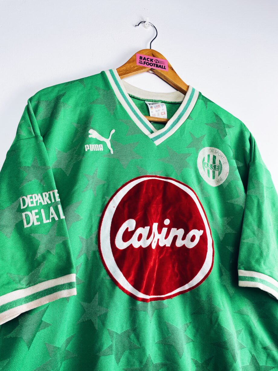 maillot vintage domicile de l'AS Saint-Etienne 1992/1993 porté (match worn) par Maurice Bouquet