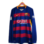 maillot vintage domicile de Barcelone 2015/2016 manches longues floqué Suarez #9