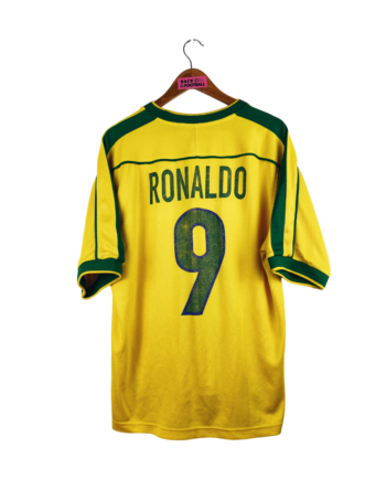 maillot vintage domicile Brésil 1998 floqué Ronaldo #9