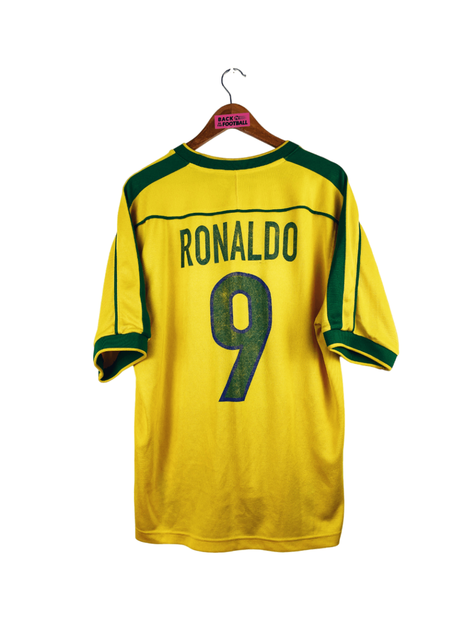 maillot vintage domicile Brésil 1998 floqué Ronaldo #9