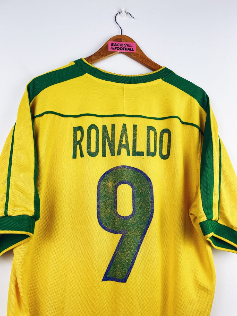 maillot vintage domicile Brésil 1998 floqué Ronaldo #9