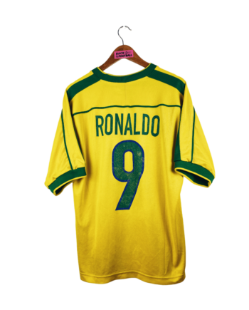 maillot vintage domicile Brésil 1998 floqué Ronaldo #9