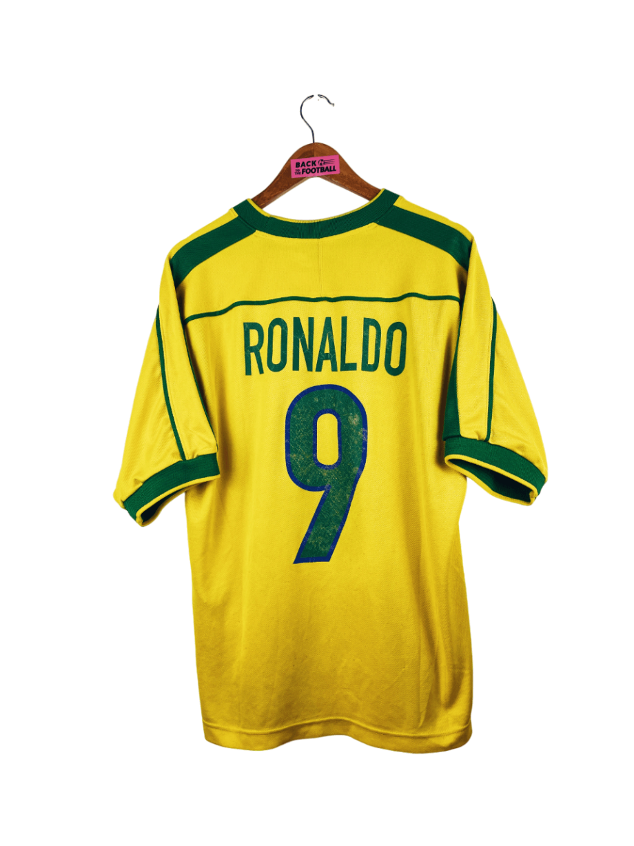 maillot vintage domicile Brésil 1998 floqué Ronaldo #9