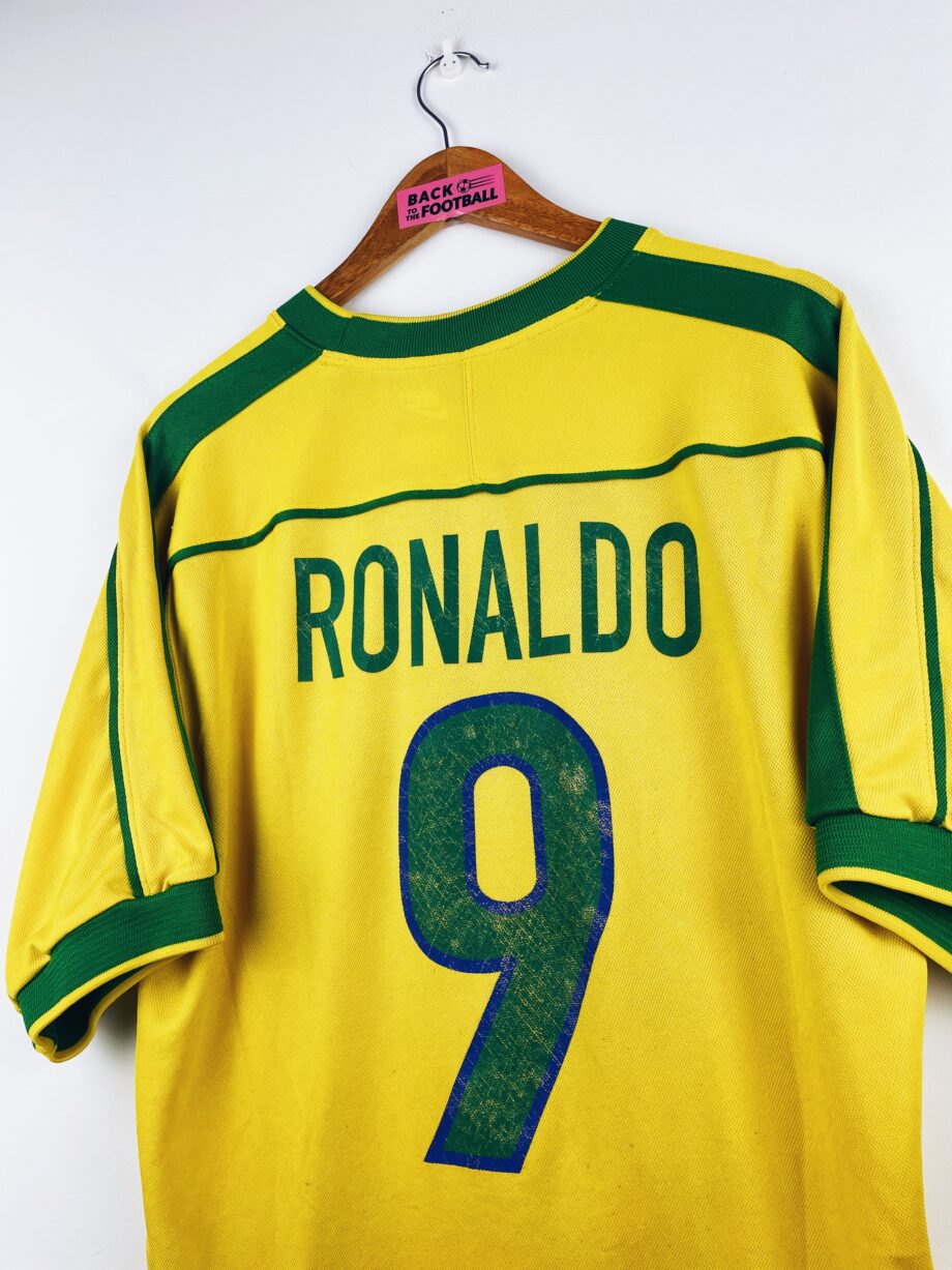 maillot vintage domicile Brésil 1998 floqué Ronaldo #9