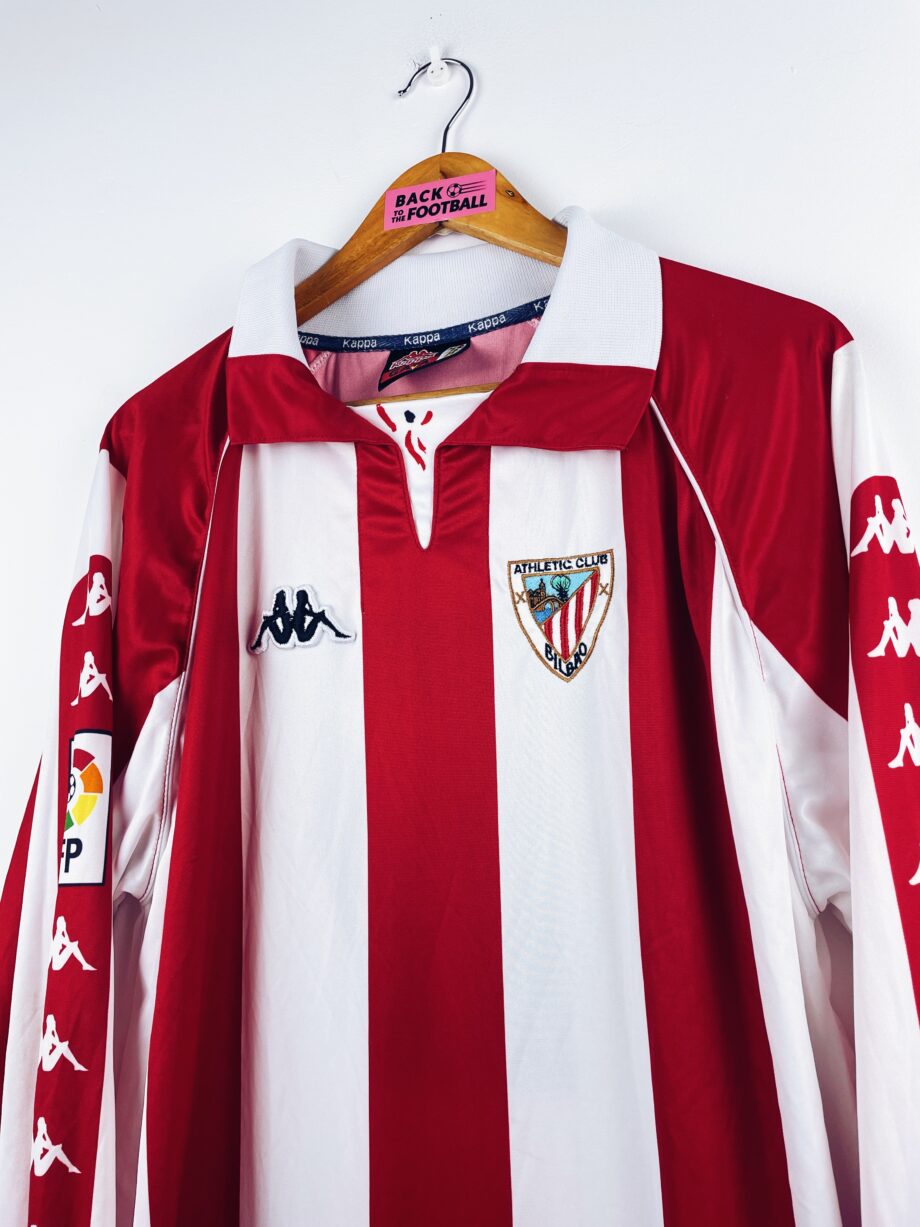 maillot vintage domicile de l'Athletic Bilbao 1998/1999 manches longues porté (match worn) par Etxeberria #17