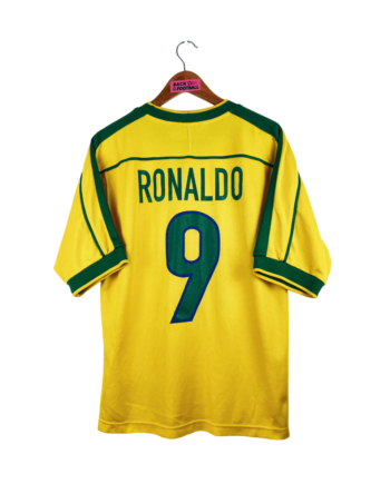 maillot vintage domicile Brésil 1998 floqué Ronaldo #9