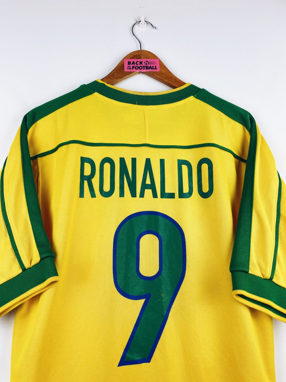 maillot vintage domicile Brésil 1998 floqué Ronaldo #9