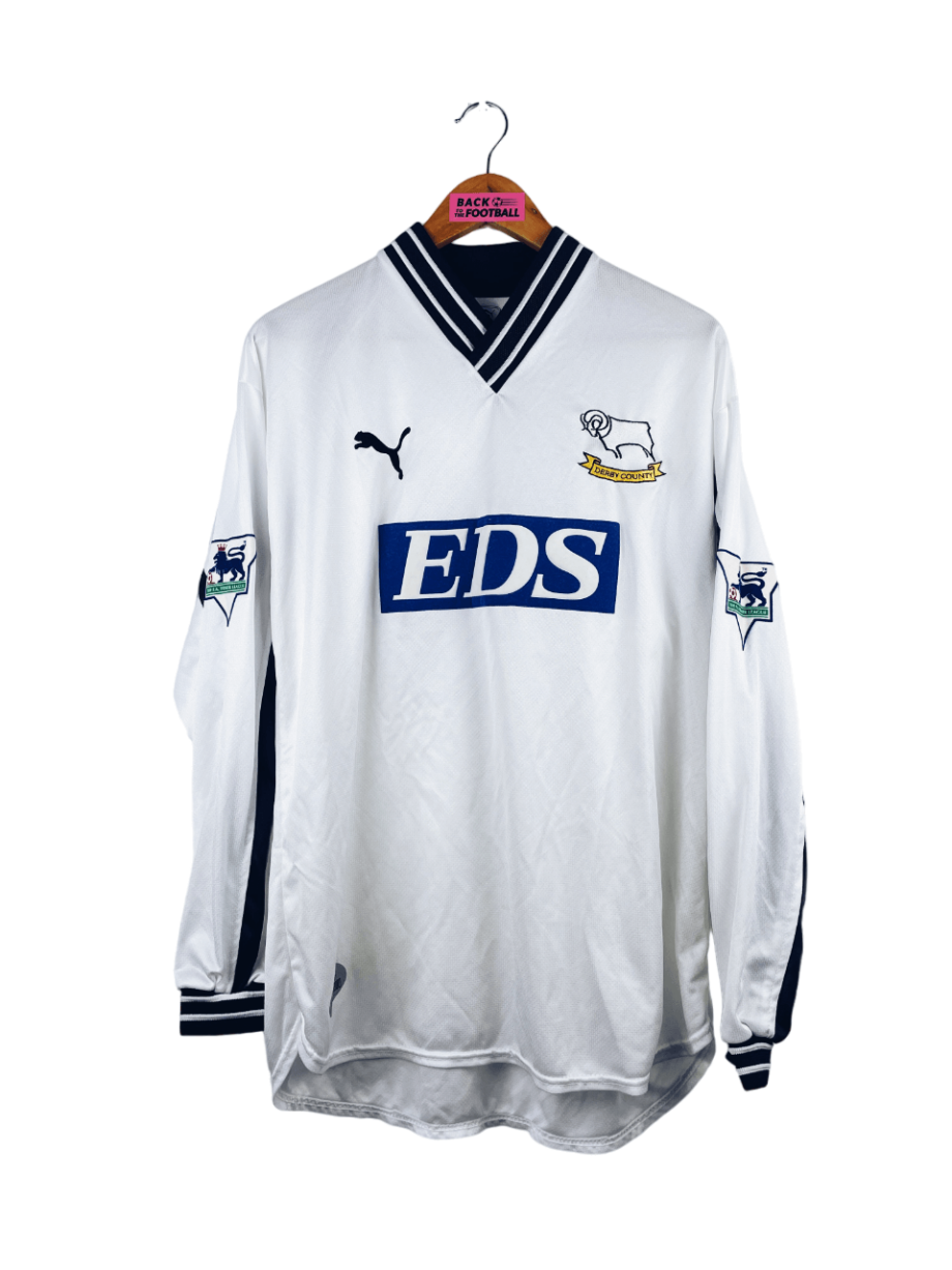 maillot vintage domicile de Derby County 1999/2001 manches longues porté (match worn) par Lilian Martin #16