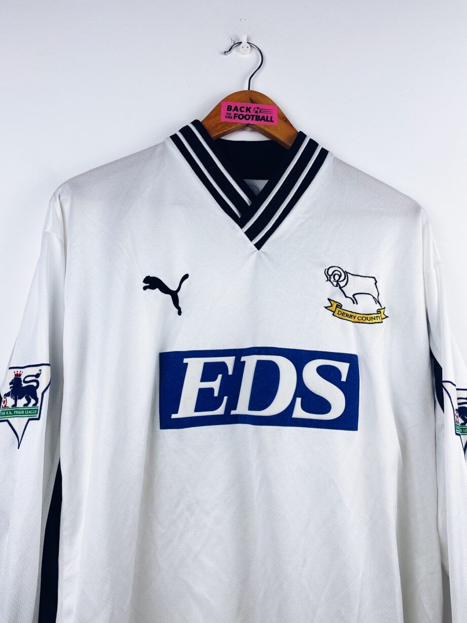 maillot vintage domicile de Derby County 1999/2001 manches longues porté (match worn) par Lilian Martin #16