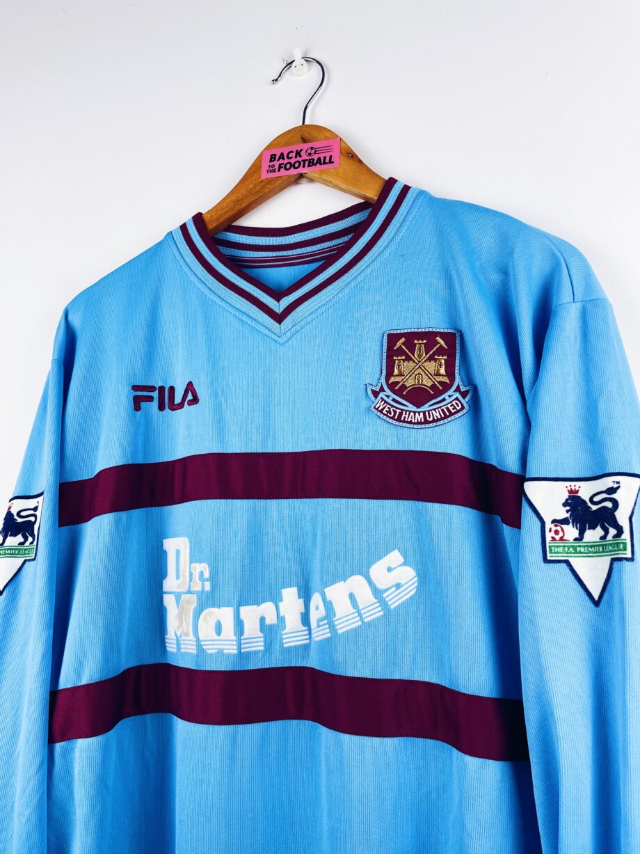 maillot vintage extérieur de West Ham 2001/2003 manches longues porté (match worn) par Schemmel #30