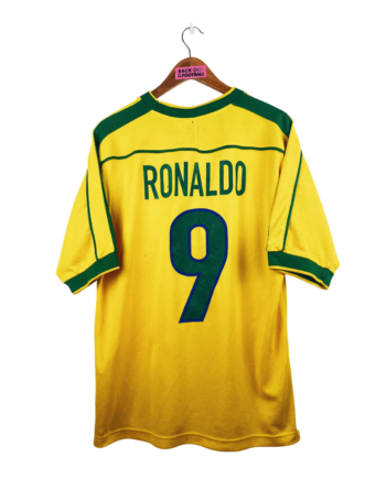 maillot vintage domicile Brésil 1998 floqué Ronaldo #9