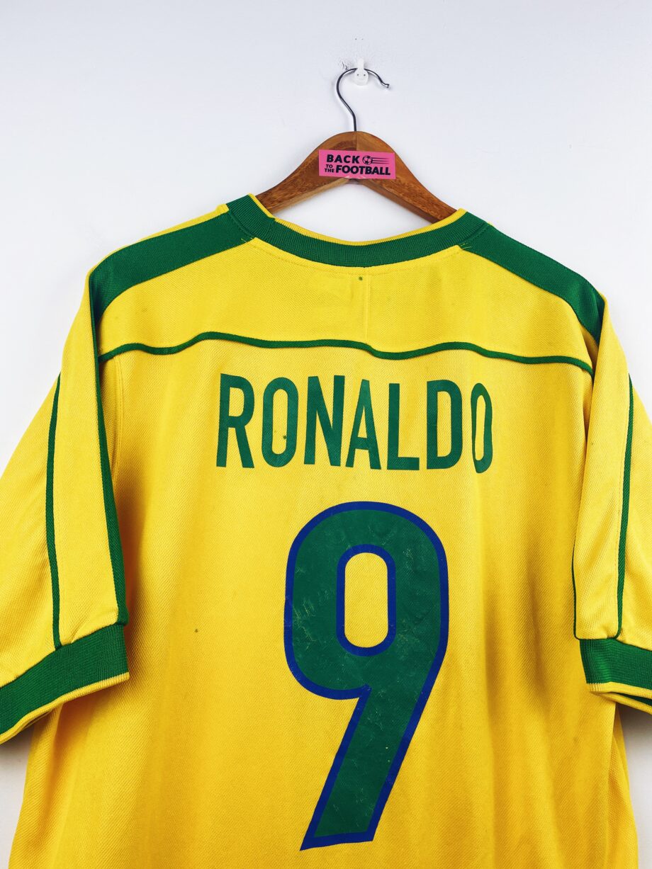 maillot vintage domicile Brésil 1998 floqué Ronaldo #9