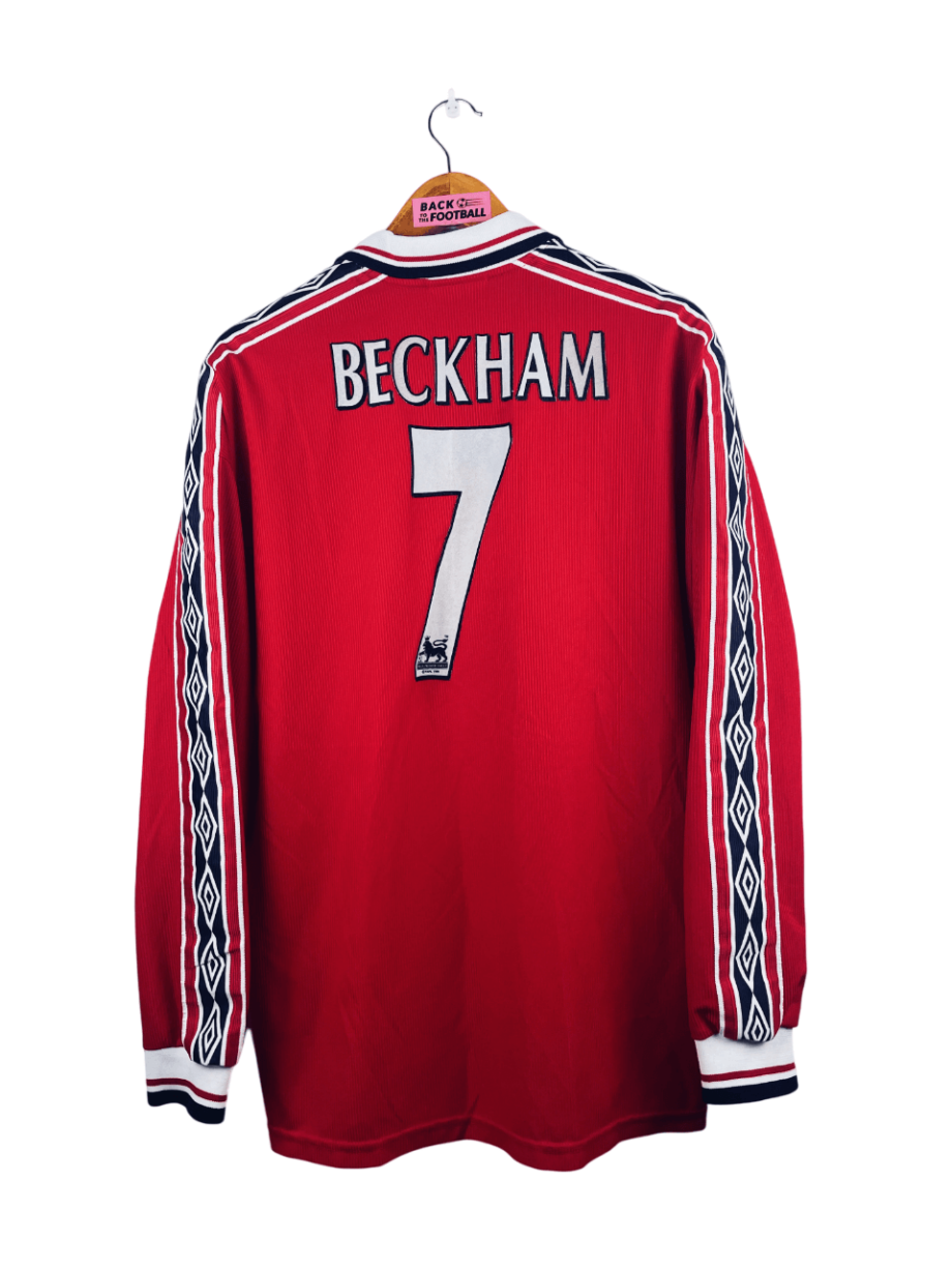 maillot vintage domicile Manchester United 1998/2000 manches longues floqué Beckham #7