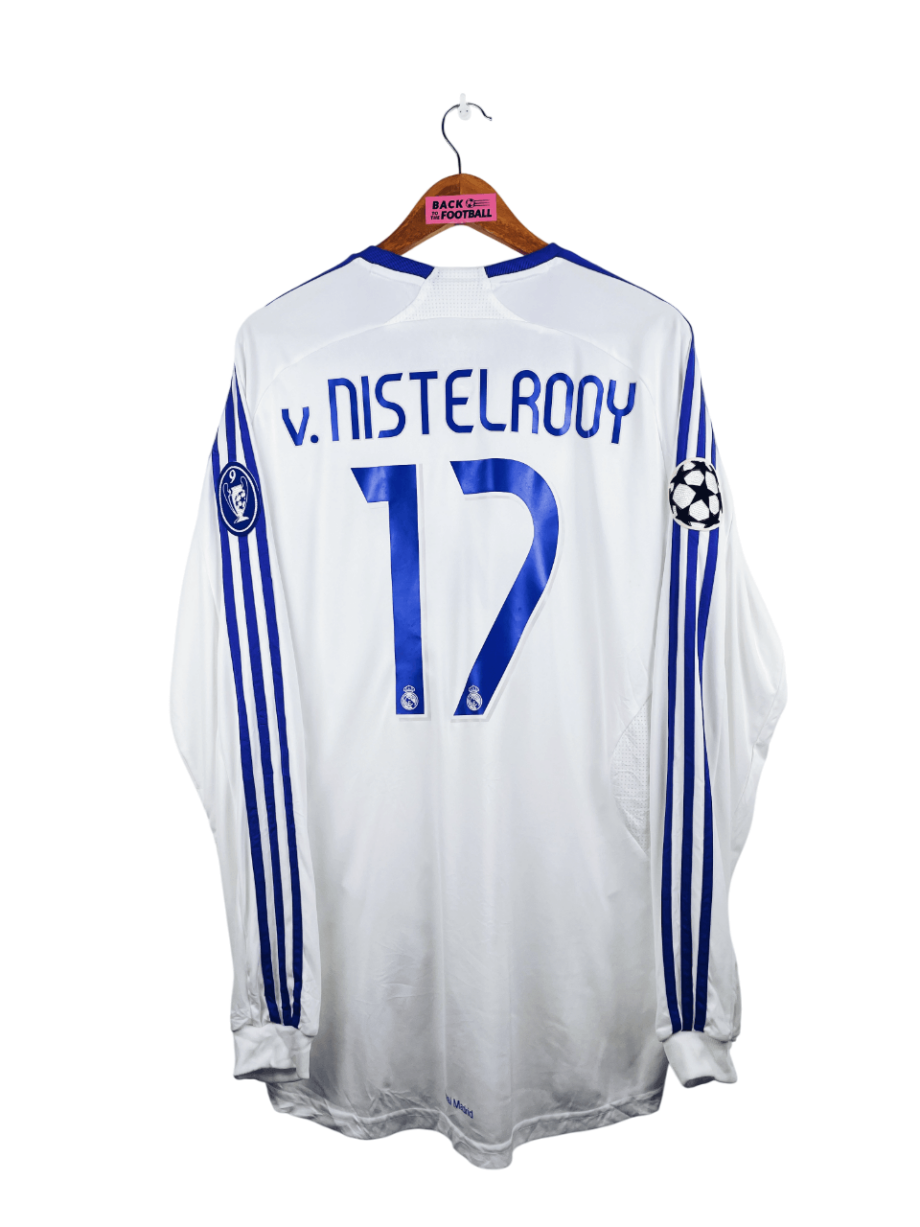 maillot vintage domicile Real Madrid 2007/2008 manches longues floqué v. Nistelrooy #17