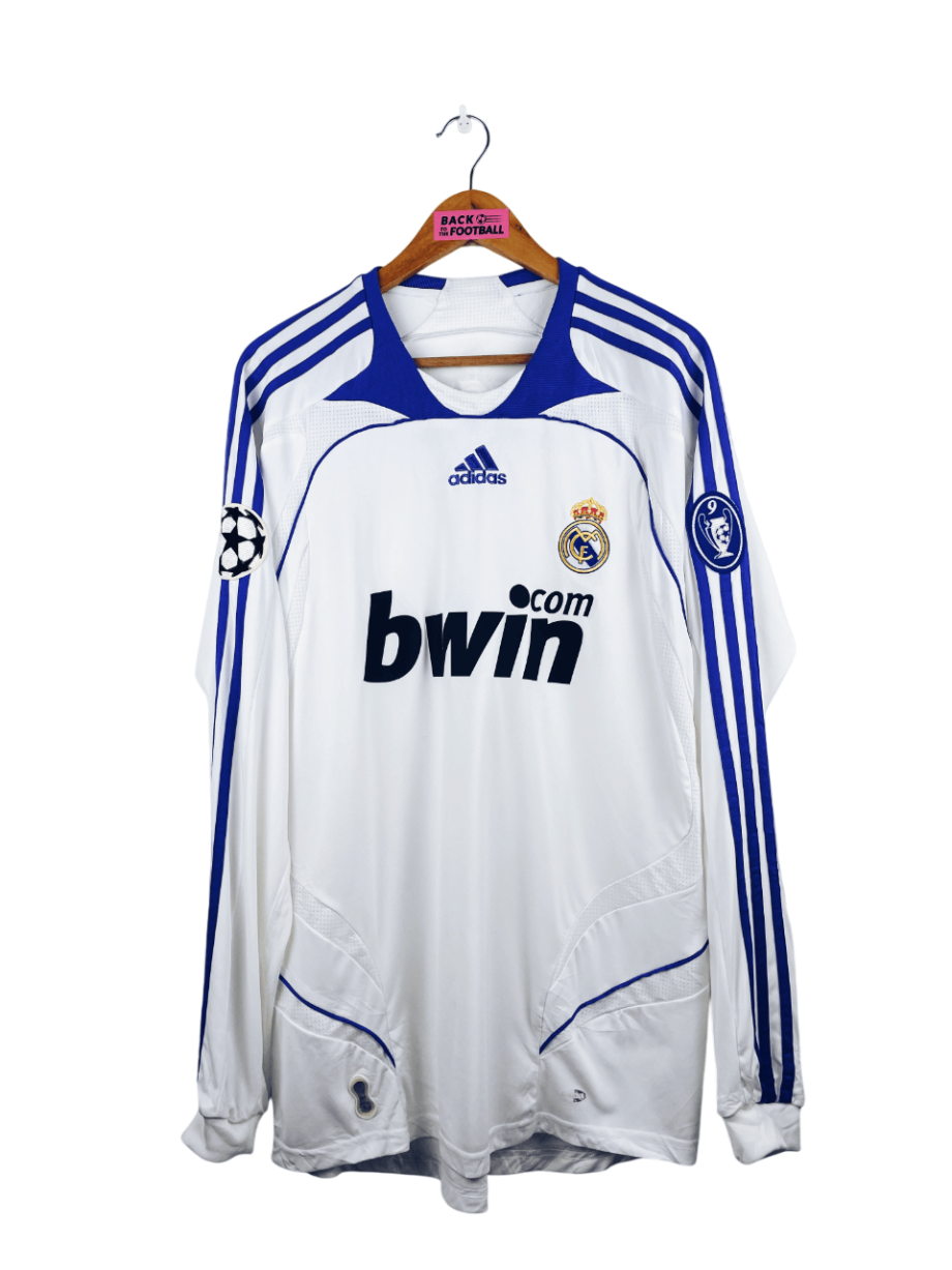 maillot vintage domicile Real Madrid 2007/2008 manches longues floqué v. Nistelrooy #17