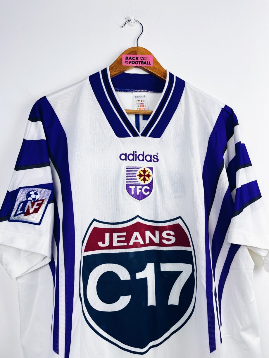 maillot vintage domicile Toulouse FC 1997/1998 préparé (match issue) ou porté (match worn) par Strzelczak #27