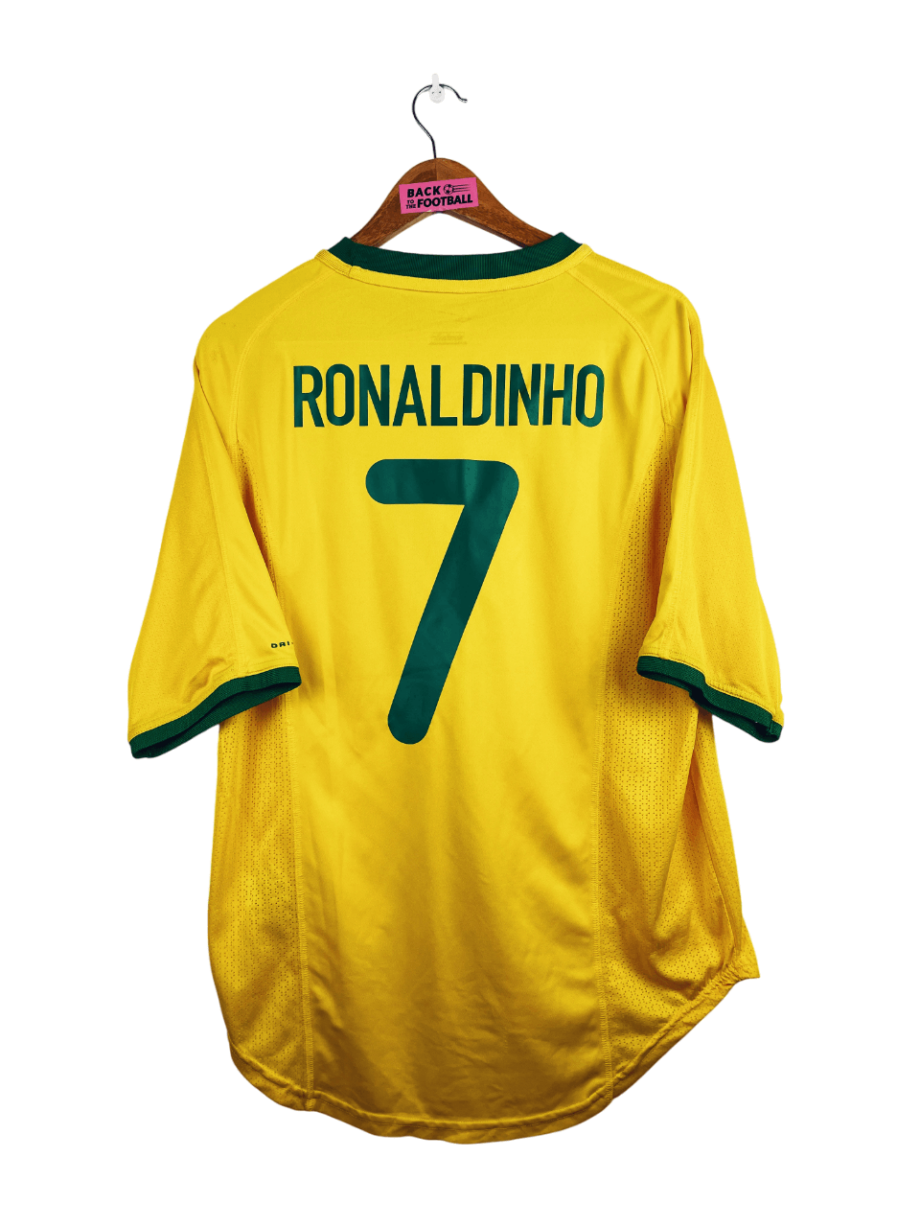 maillot vintage domicile Brésil 2000 floqué Ronaldinho #7