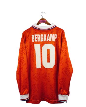 maillot vintage domicile des Pays-Bas 1994 manches longues floqué Bergkamp #10