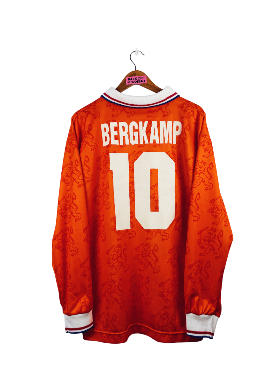 maillot vintage domicile des Pays-Bas 1994 manches longues floqué Bergkamp #10