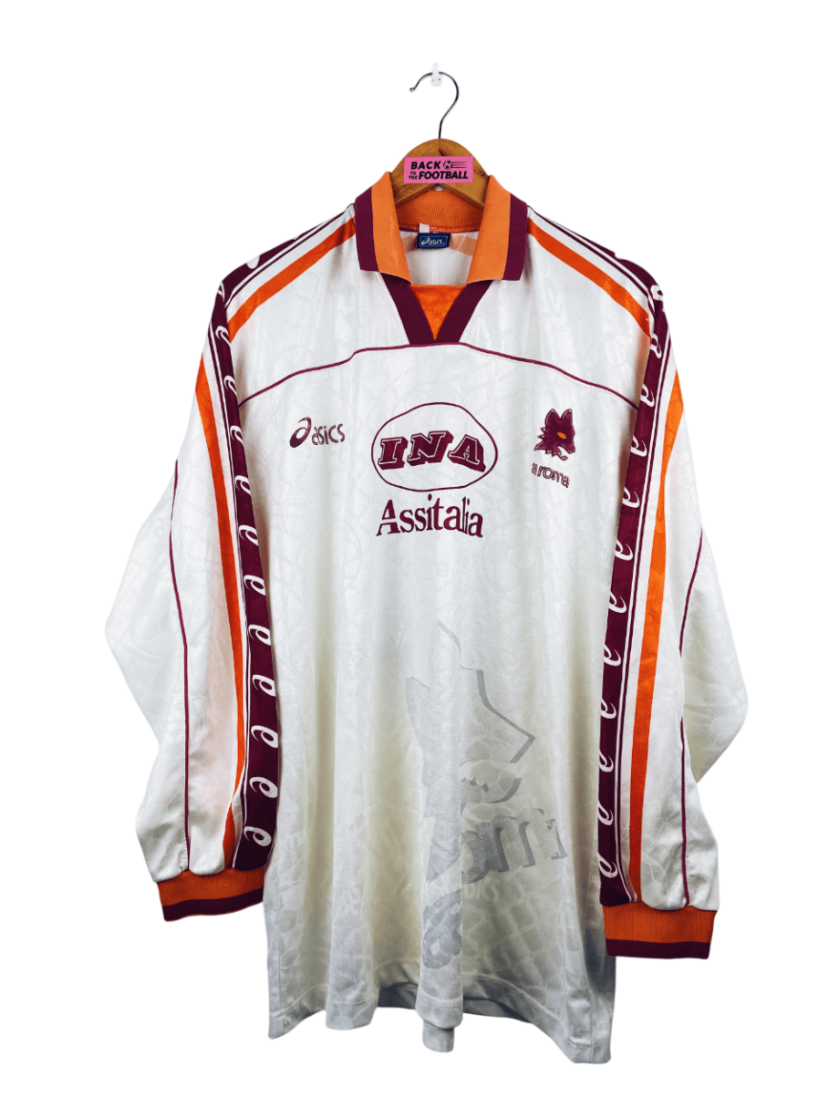 maillot vintage extérieur AS Roma 1995/1996 manches longues préparé (match issue) ou porté (match worn) par le numéro 15