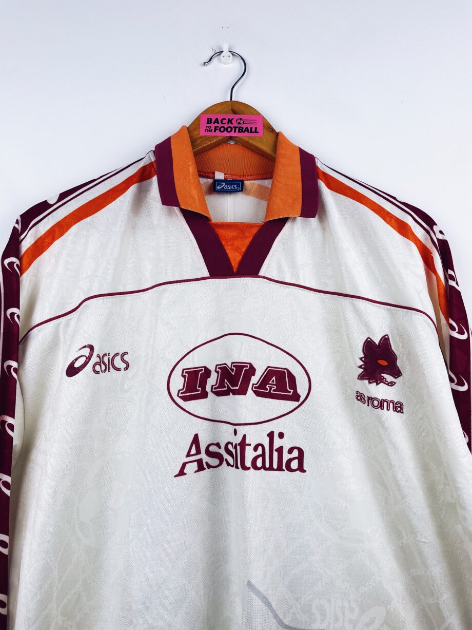 maillot vintage extérieur AS Roma 1995/1996 manches longues préparé (match issue) ou porté (match worn) par le numéro 15