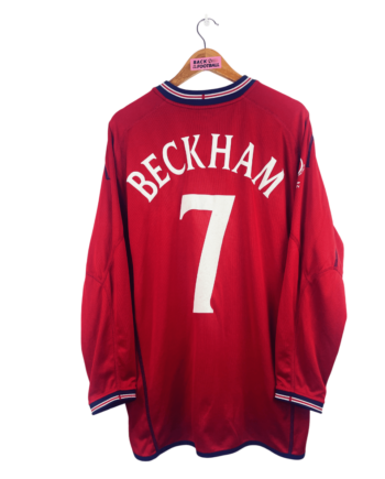 maillot vintage extérieur Angleterre 2002 manches longues floqué Beckham #7