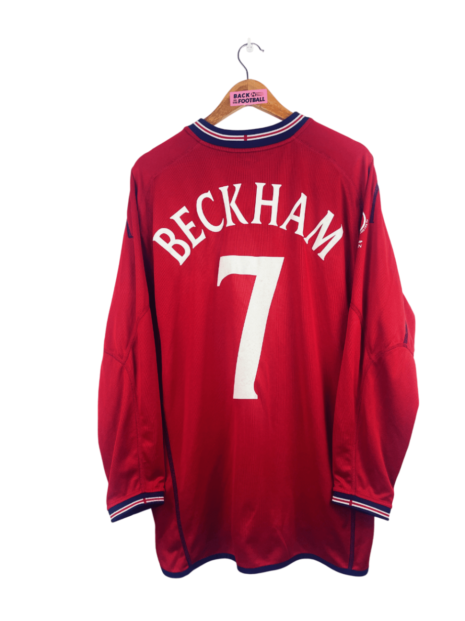 maillot vintage extérieur Angleterre 2002 manches longues floqué Beckham #7