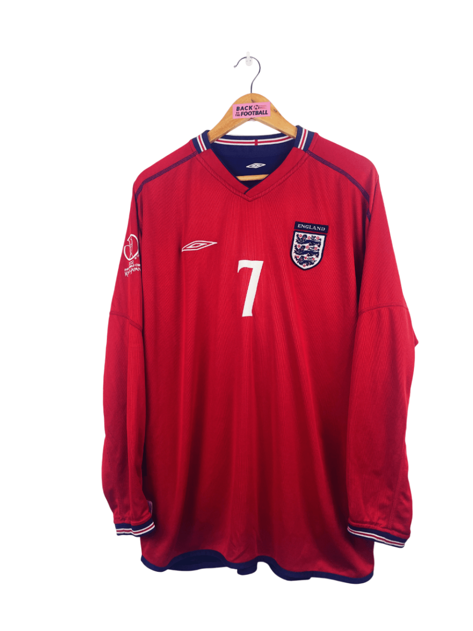 maillot vintage extérieur Angleterre 2002 manches longues floqué Beckham #7