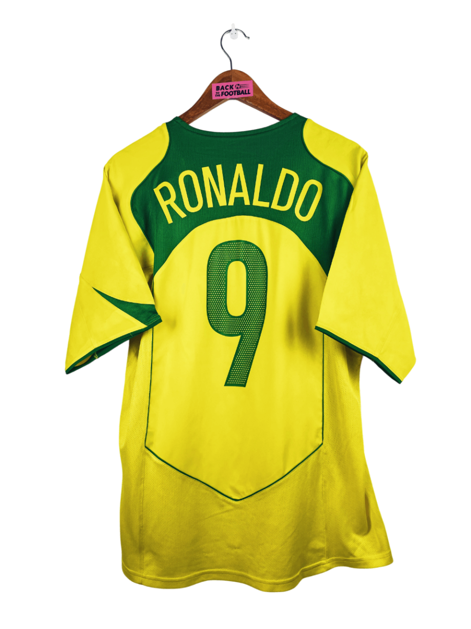 maillot vintage domicile Brésil 2004 floqué Ronaldo #9