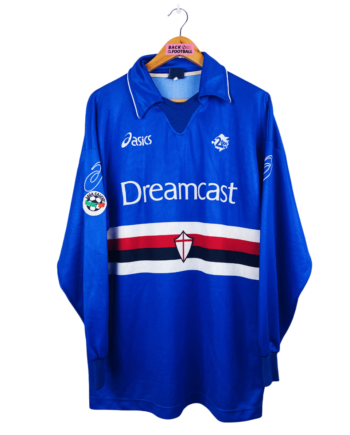 maillot vintage domicile Sampdoria 1999/2000 manches longues préparé (match issue) pour le numéro 2