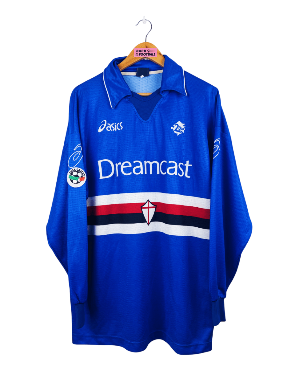 maillot vintage domicile Sampdoria 1999/2000 manches longues préparé (match issue) pour le numéro 2