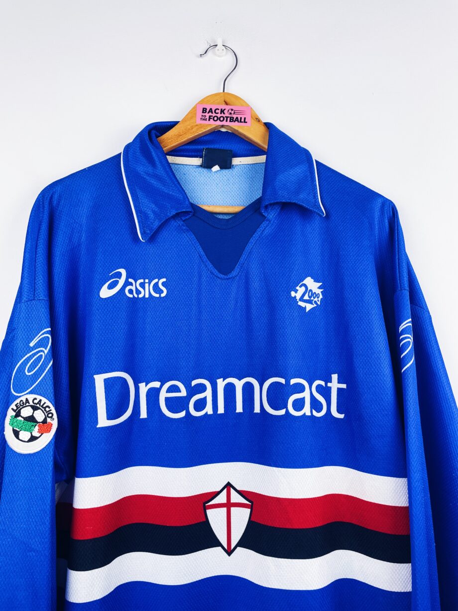 maillot vintage domicile Sampdoria 1999/2000 manches longues préparé (match issue) pour le numéro 2