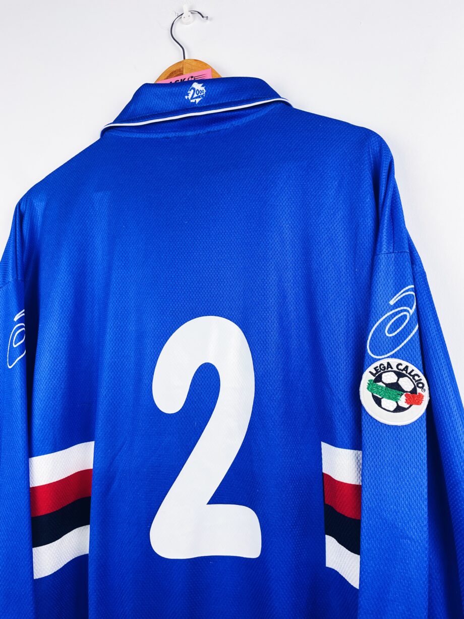 maillot vintage domicile Sampdoria 1999/2000 manches longues préparé (match issue) pour le numéro 2