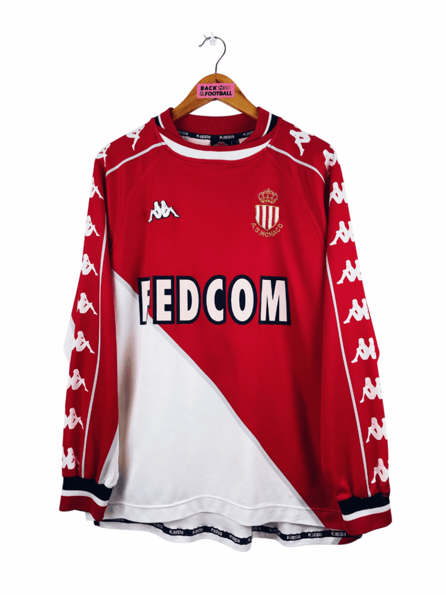 maillot vintage domicile AS Monaco 1999/2000 manches longues floqué Trezeguet #9