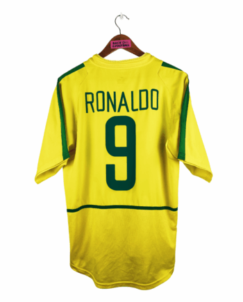 maillot vintage domicile Brésil 2002 floqué Ronaldo #9