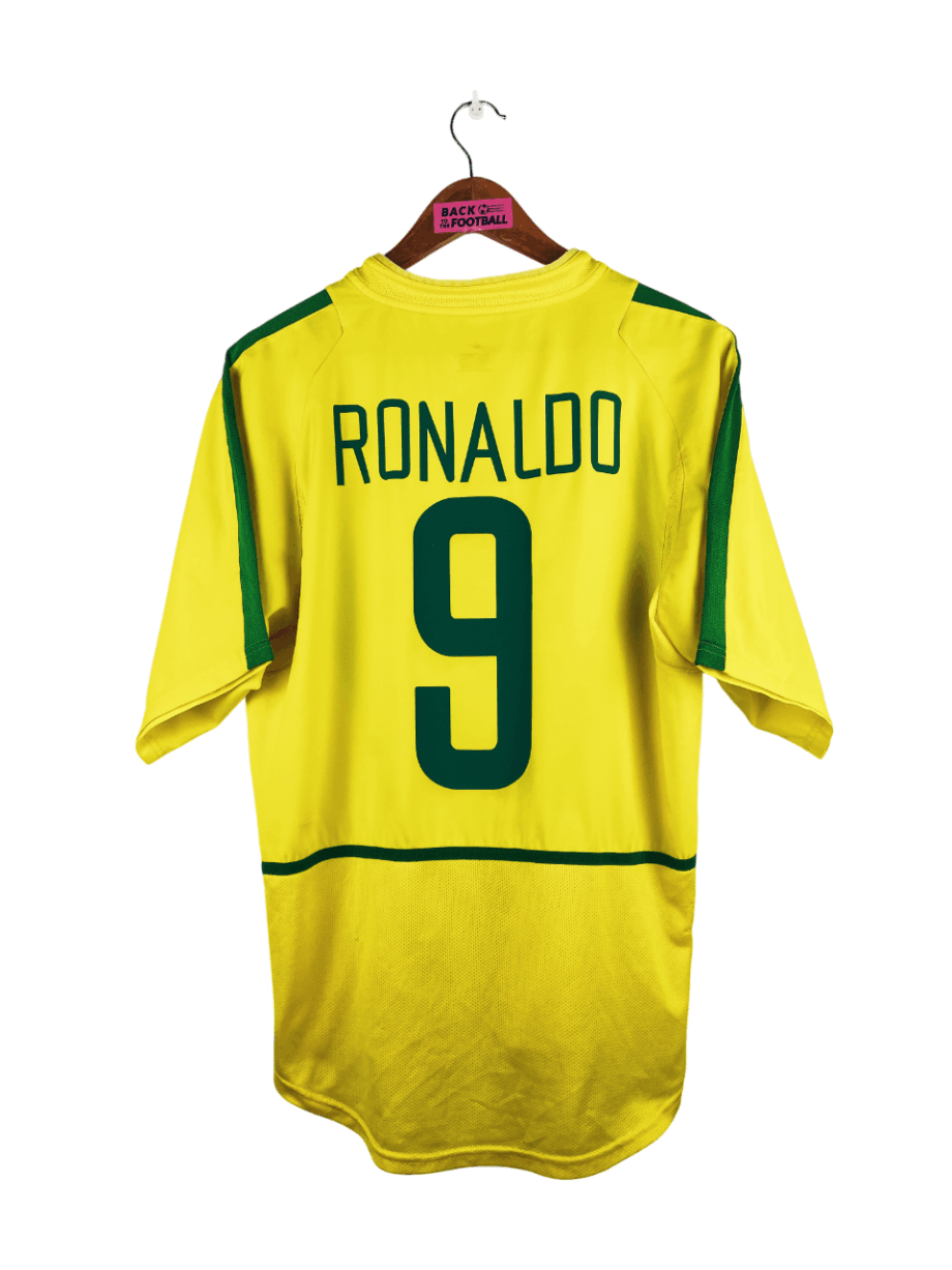 maillot vintage domicile Brésil 2002 floqué Ronaldo #9