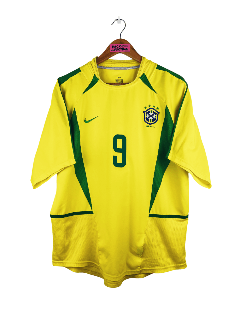maillot vintage domicile Brésil 2002 floqué Ronaldo #9