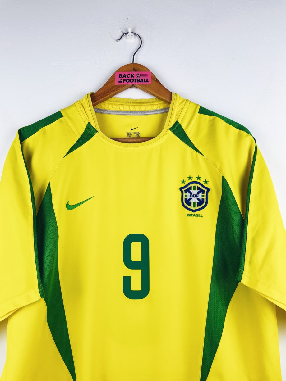 maillot vintage domicile Brésil 2002 floqué Ronaldo #9